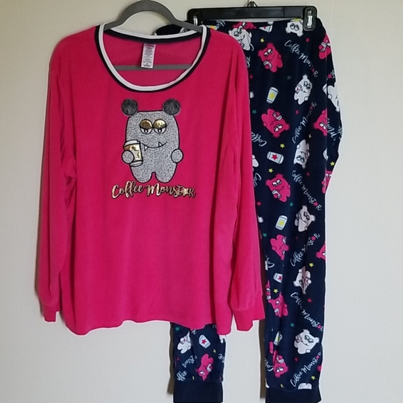 Holiday Time Other - Holiday Time Coffee Monster Pajama Set 3X